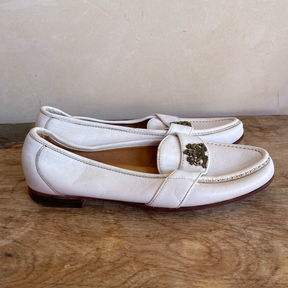 RALPH LAUREN Vtg 80’s White Leather Loafers Crest Bench Made Maine USA 10M RARE! - Picture 10 of 13